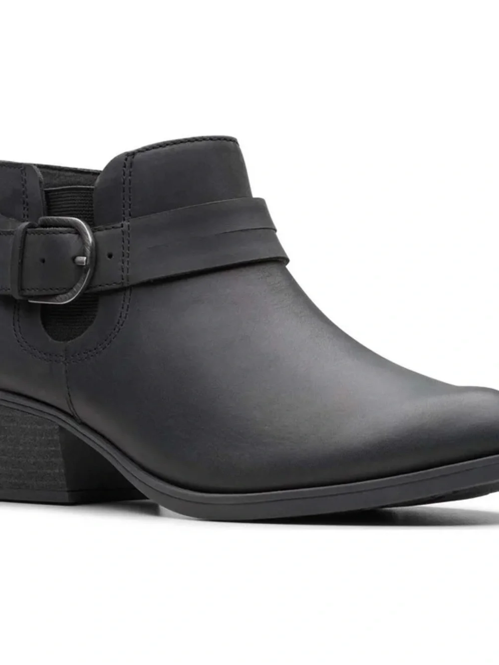Clark’s Women's Black Ankle Boot with Buckle Strap Inside Zipper US size 6W